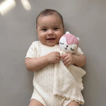 pointelle knit romper cream cotton