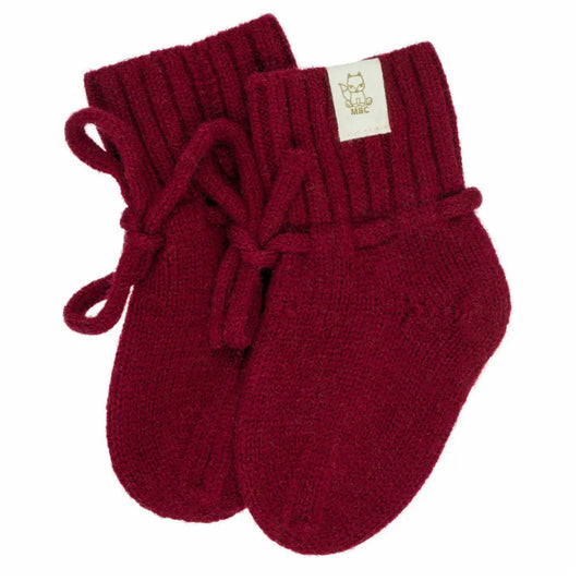 Merino wool baby booties Bordeaux – warm, luxurious &amp; stylish