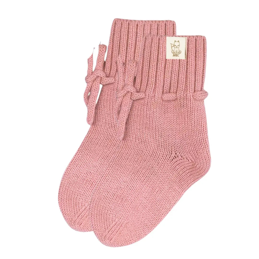 Merinowollen peuter slofjes roze