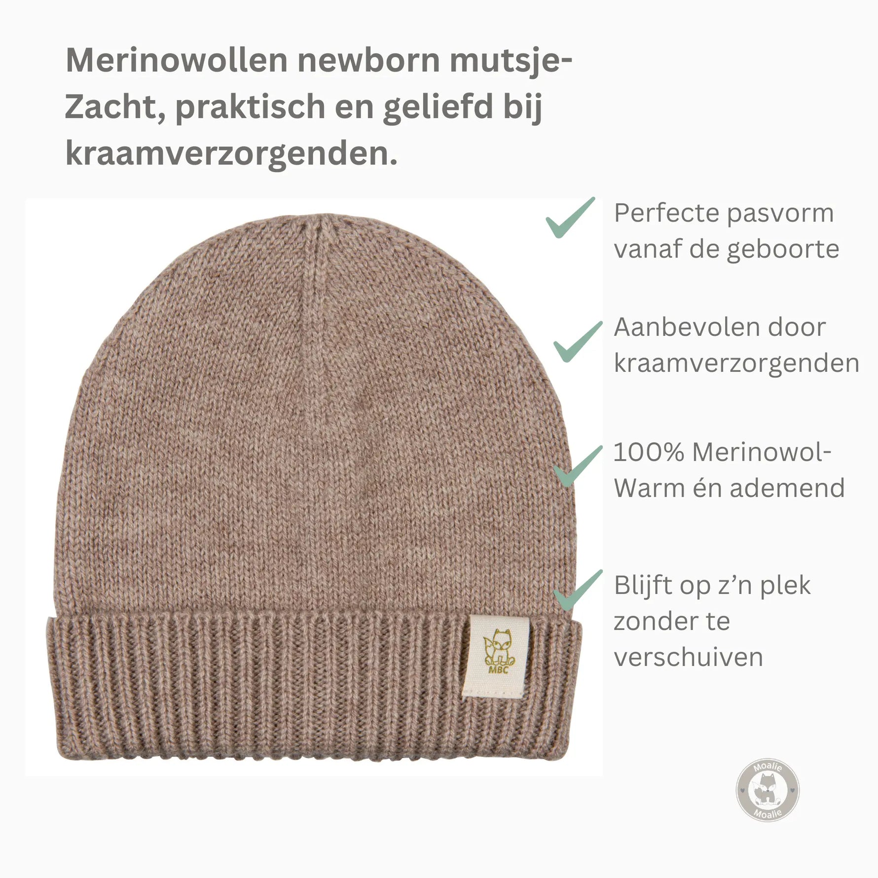 infographic met de voordelen van de merinowollen mutsjes van Moalie 